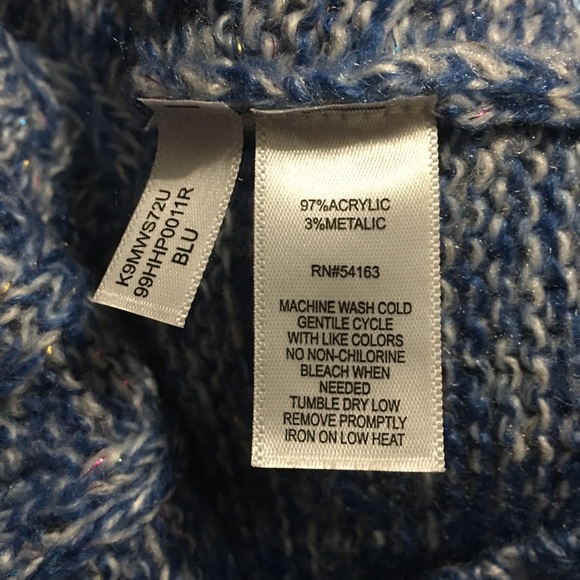 NWT Kensie Blue Metallic Hooded Sweater - Picture 5 of 5